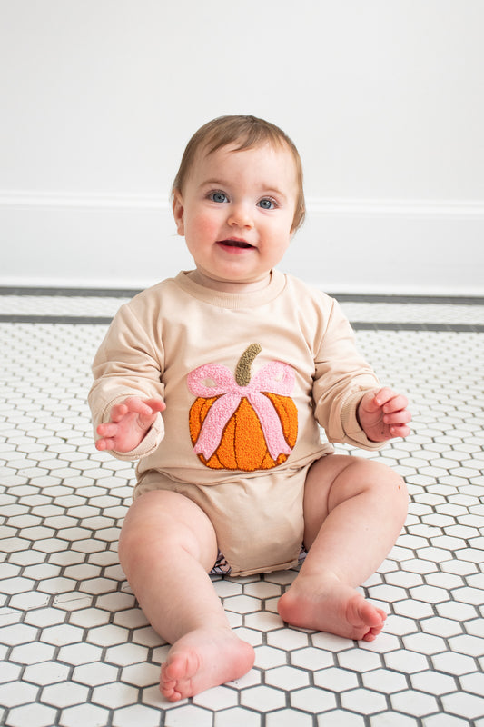 Pretty Pumpkin Bow Romper