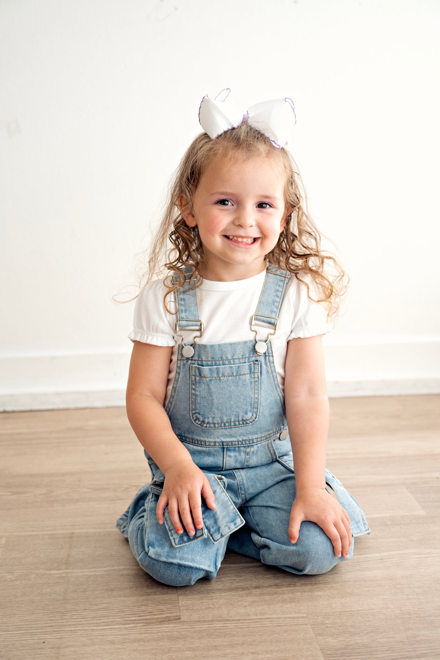 Bow Denim Girl Overalls Wide Leg Jumpsuit