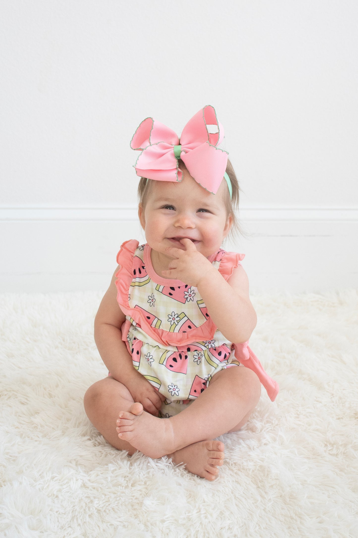 Watermelon Printed Baby Girl Summer Bubble