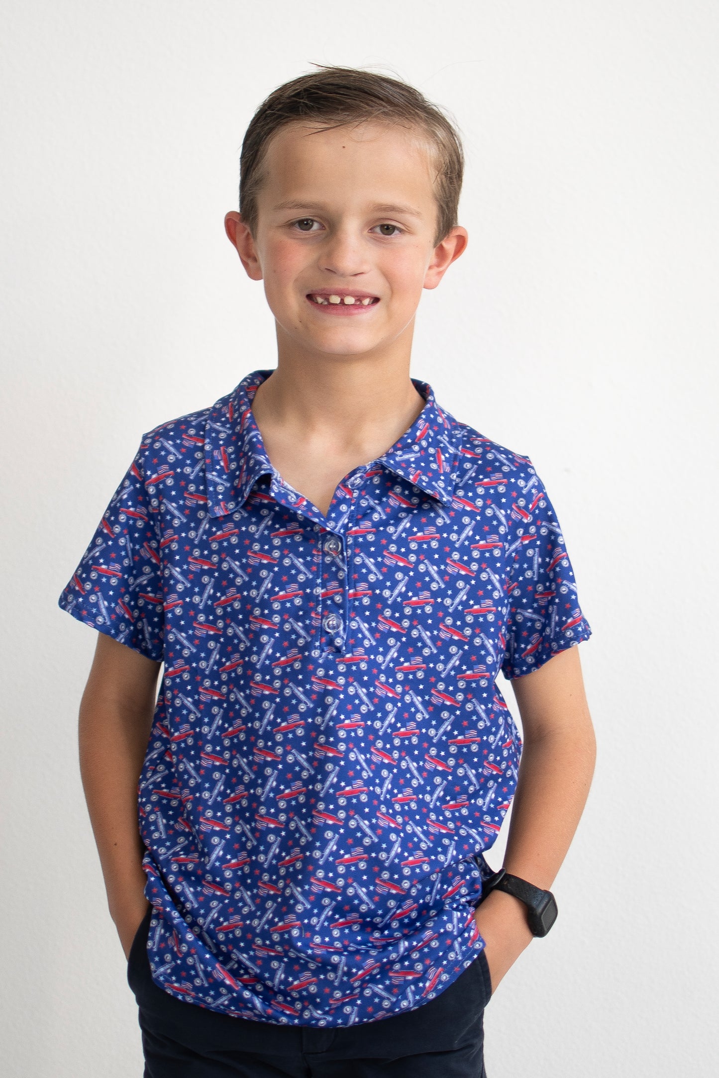Merica Truck Boy Collar Shirt