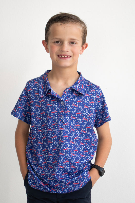 Merica Truck Boy Collar Shirt
