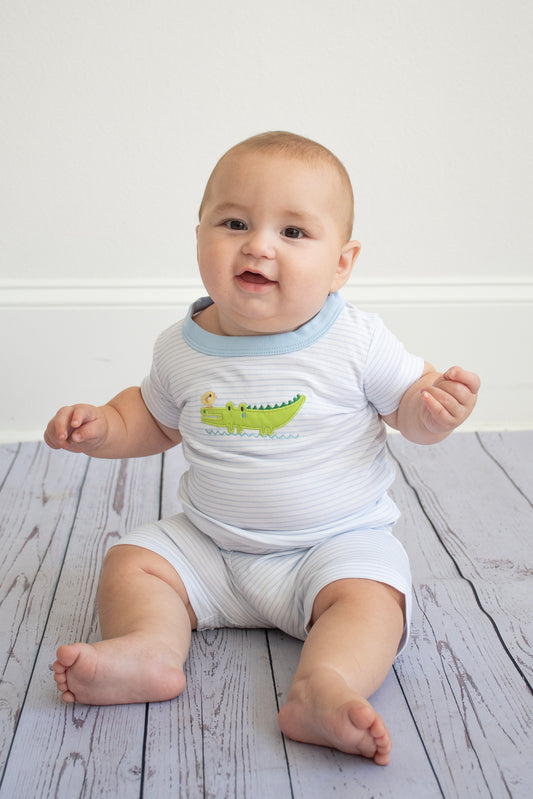 Bayou Babies Applique Short Pajamas - Light Blue (Magnolia Baby)