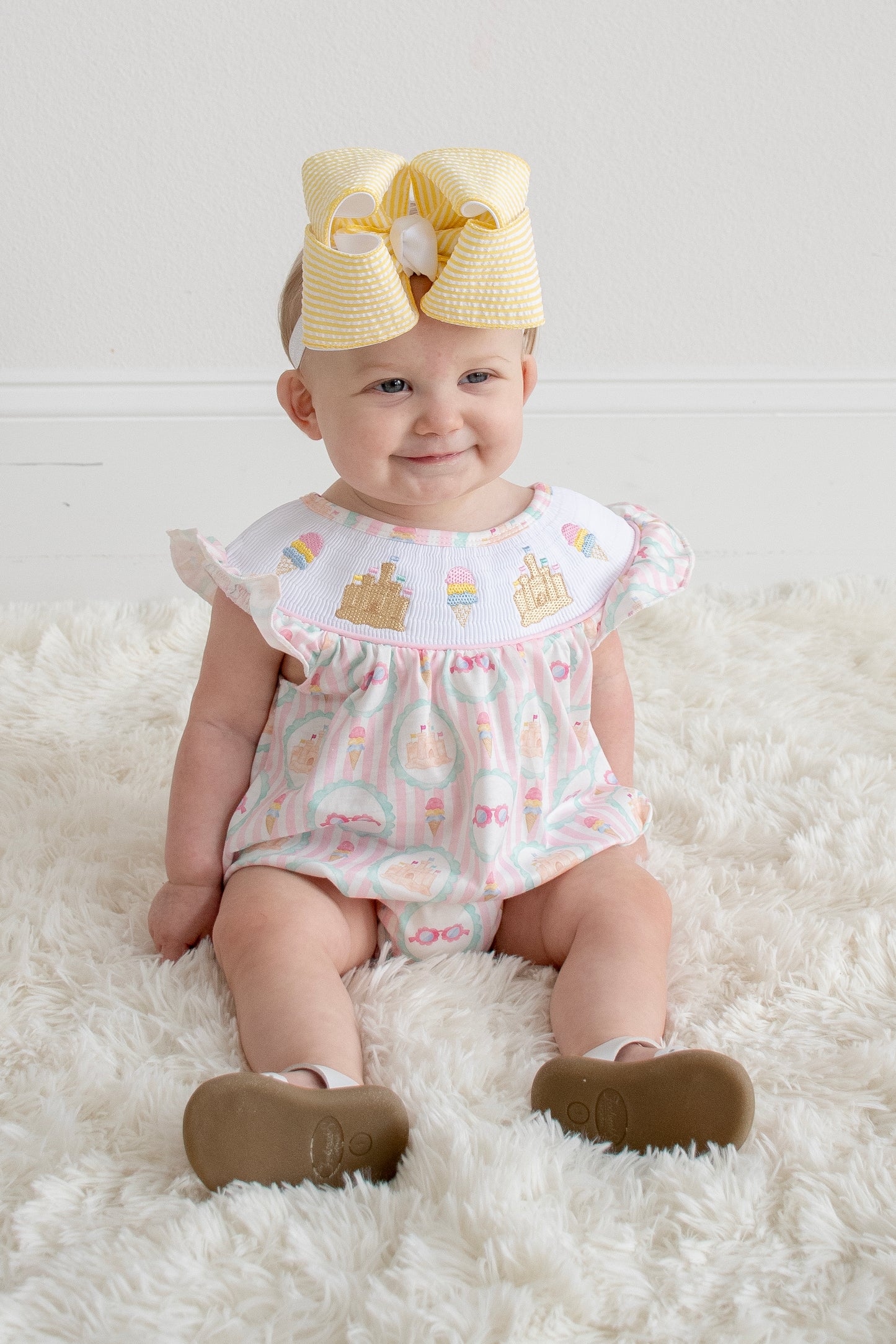 Castle ice cream smocked ruffle bubble