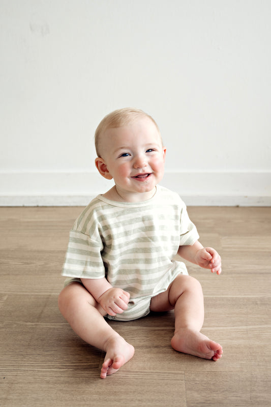 Sage Stripe / Organic T-Shirt Bubble