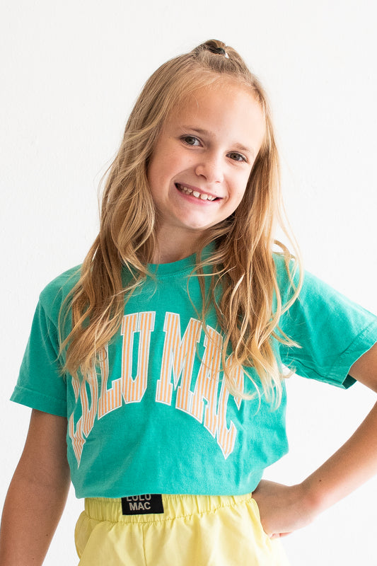 LULU MAC Cream Sickle Sky/Island Green Youth Comfort Colors Tee