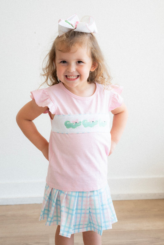 Snappy Pink Crocodile Skort Set