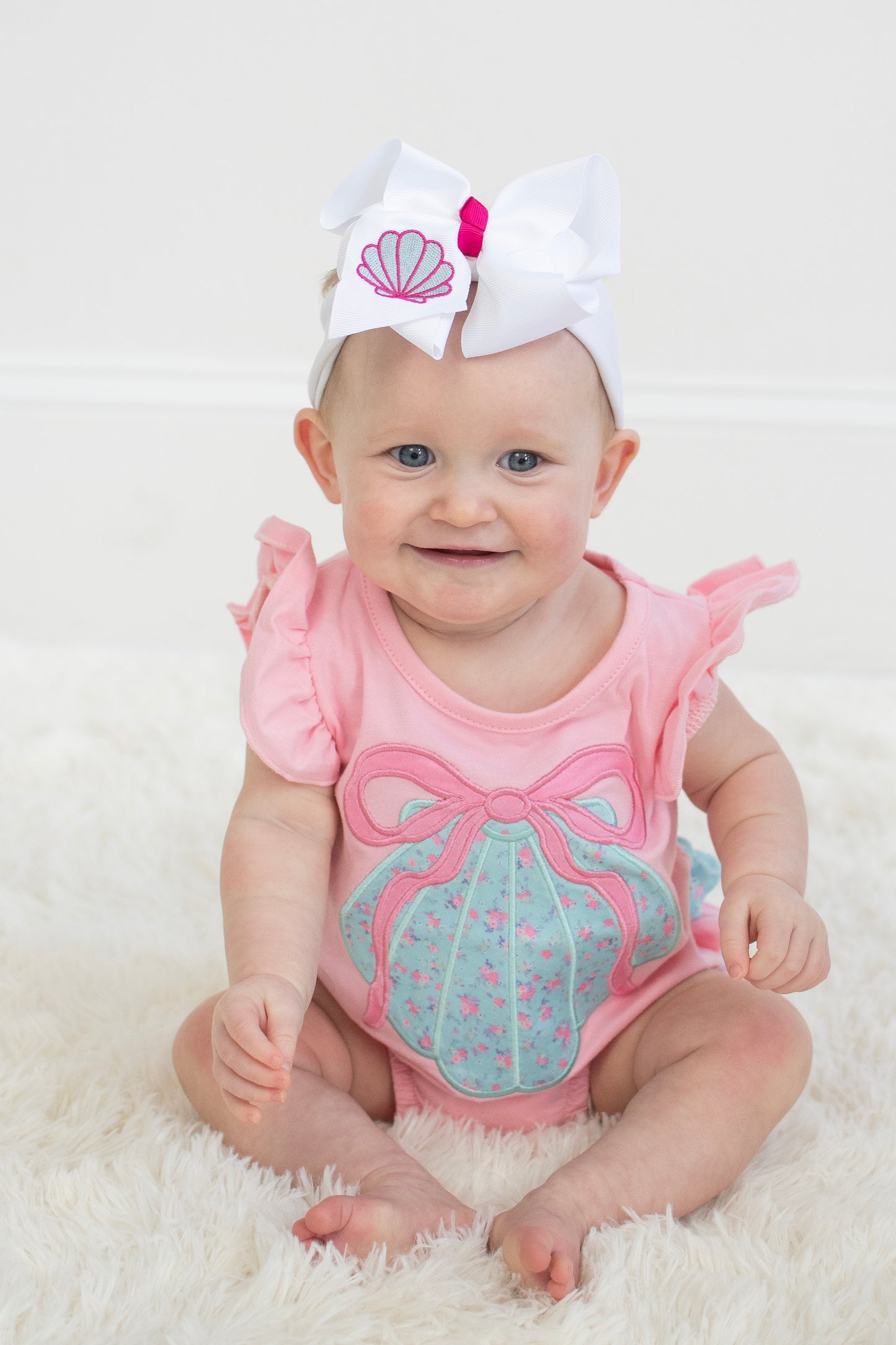 Floral Seashell Applique Romper