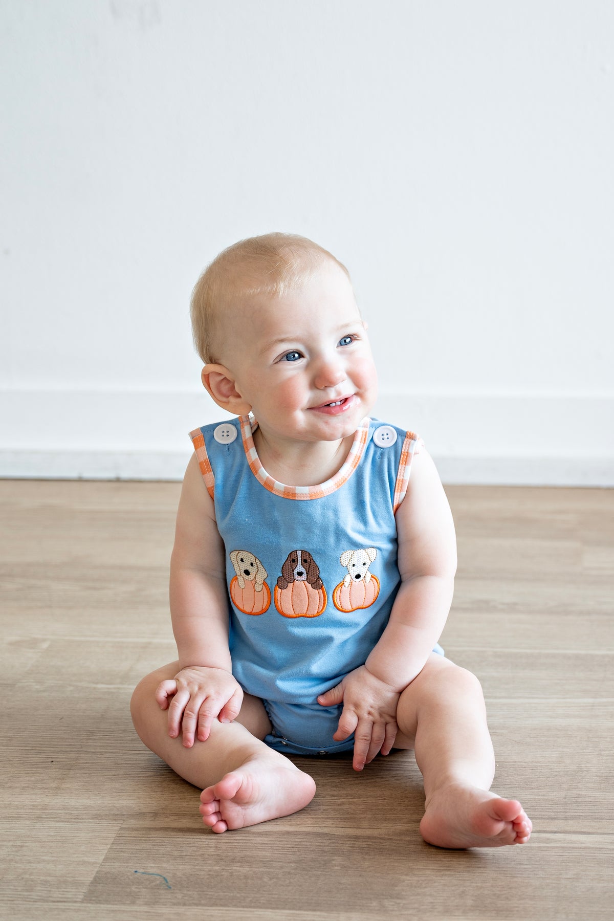 Baby Boy Puppy Pumpkin Appliqué Bubble