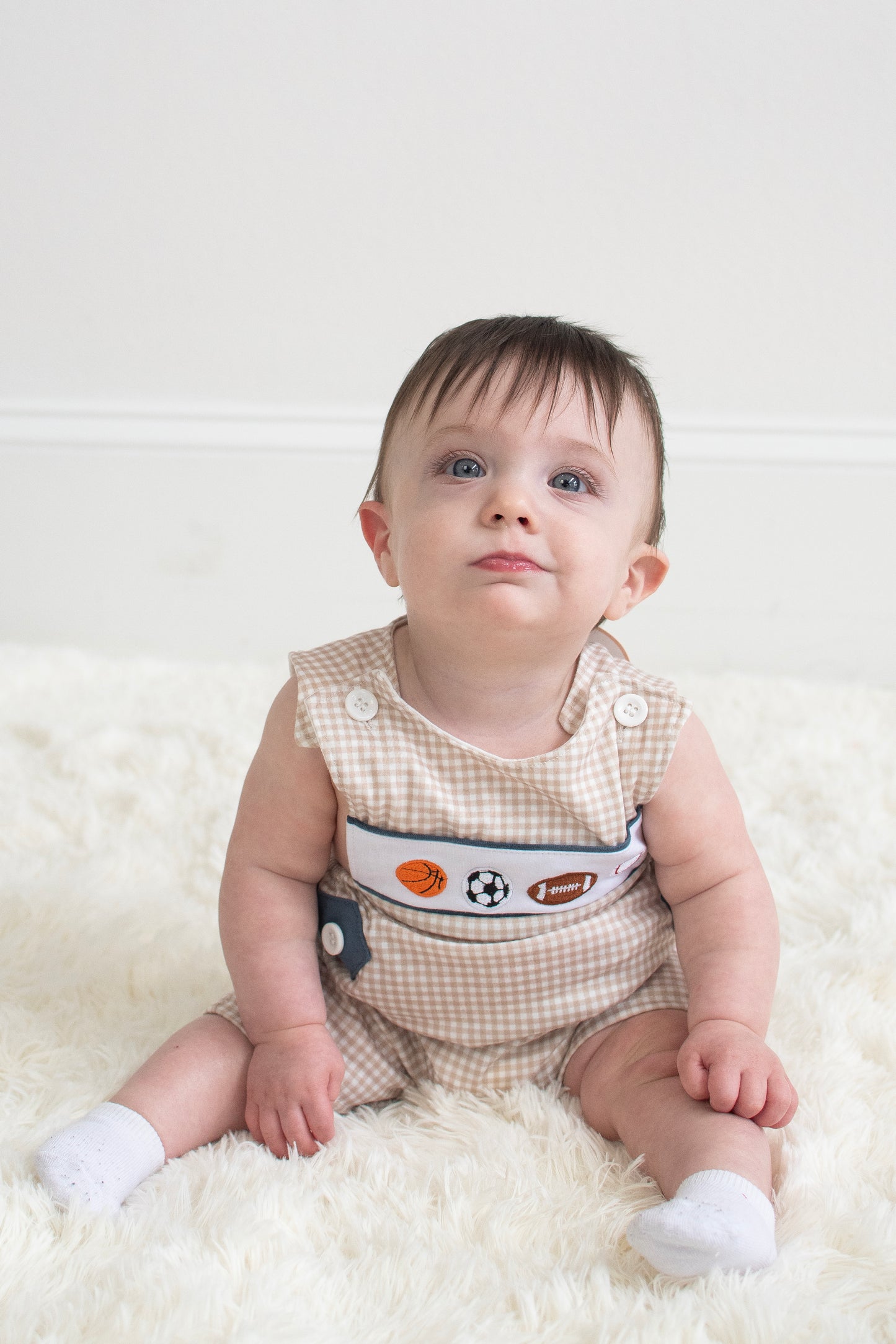 Sports ball embroidery gingham jonjon