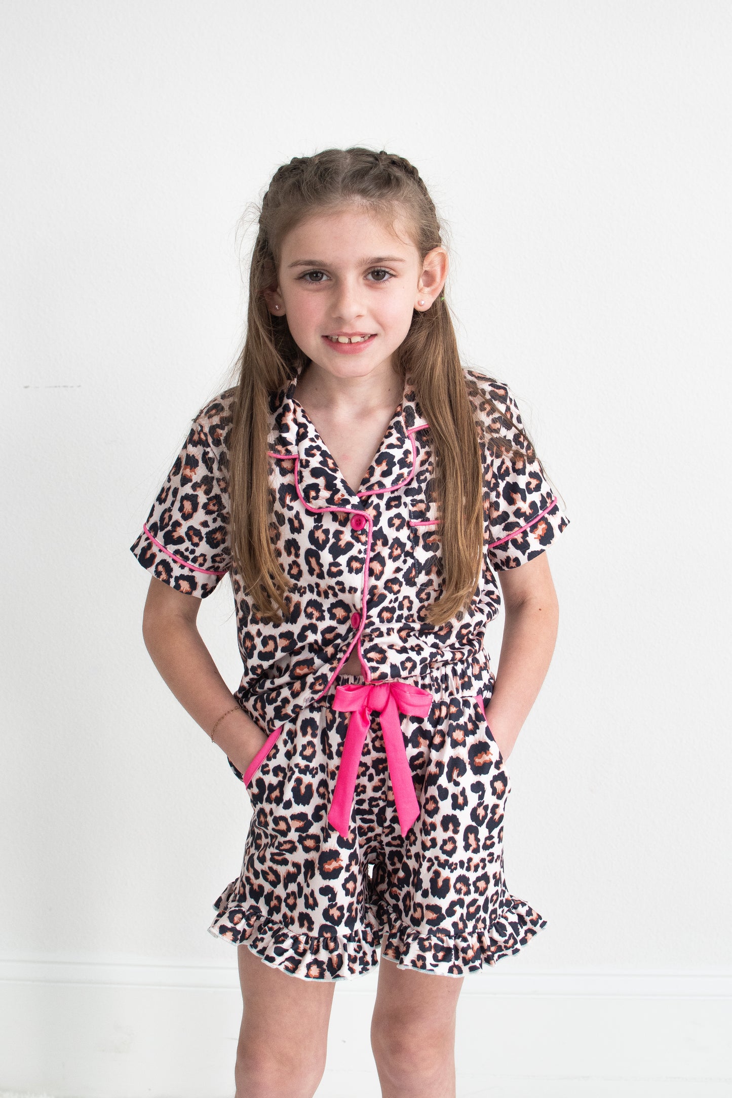 Leopard Print Ruffle Pajama Set