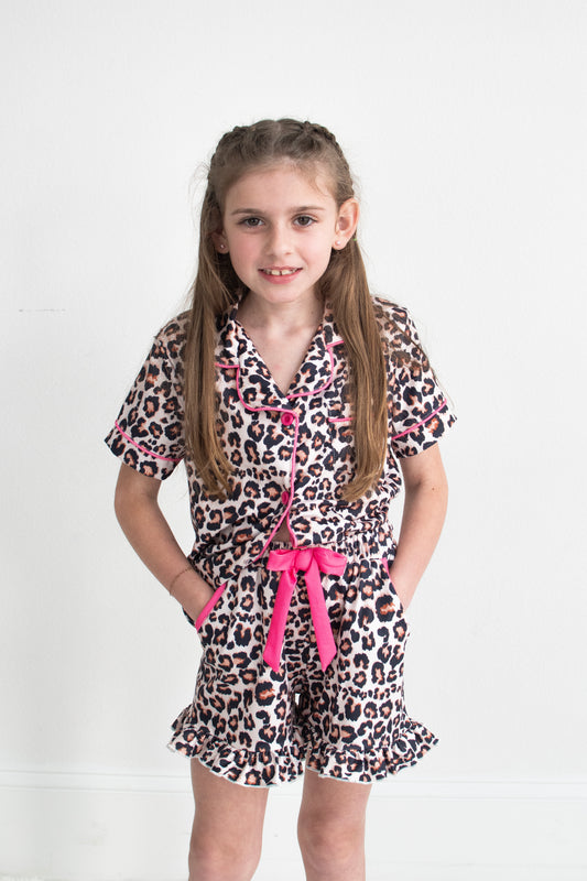 Leopard Print Ruffle Pajama Set