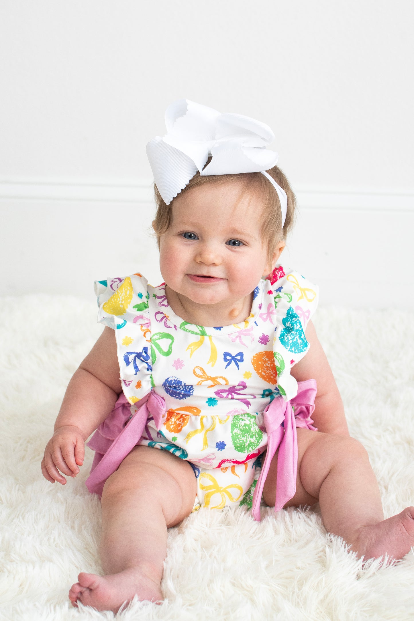 Rainbow Easter Egg Ruffle Romper