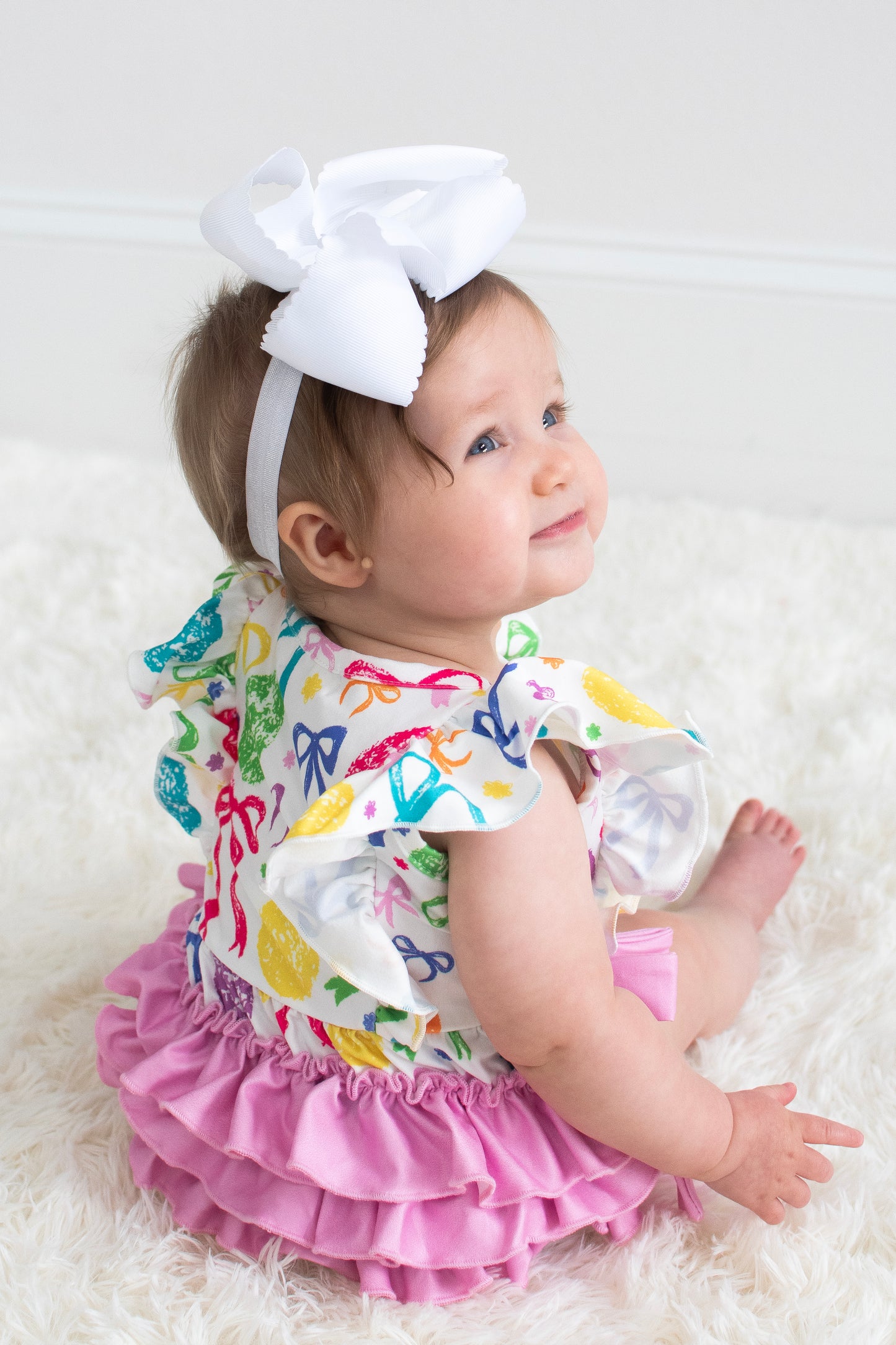 Rainbow Easter Egg Ruffle Romper