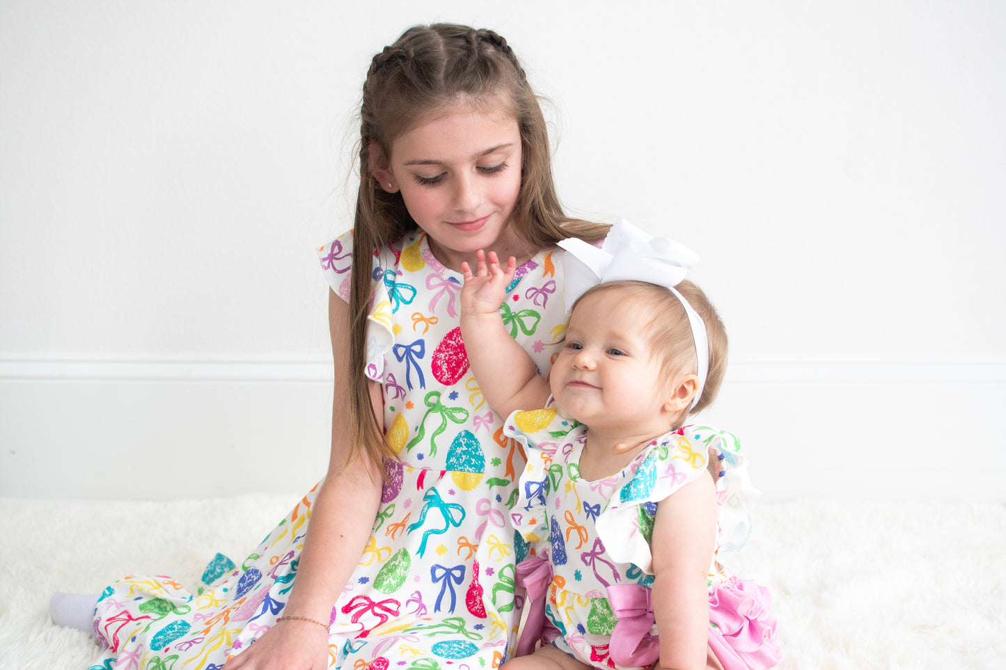 Rainbow Easter Egg Ruffle Romper