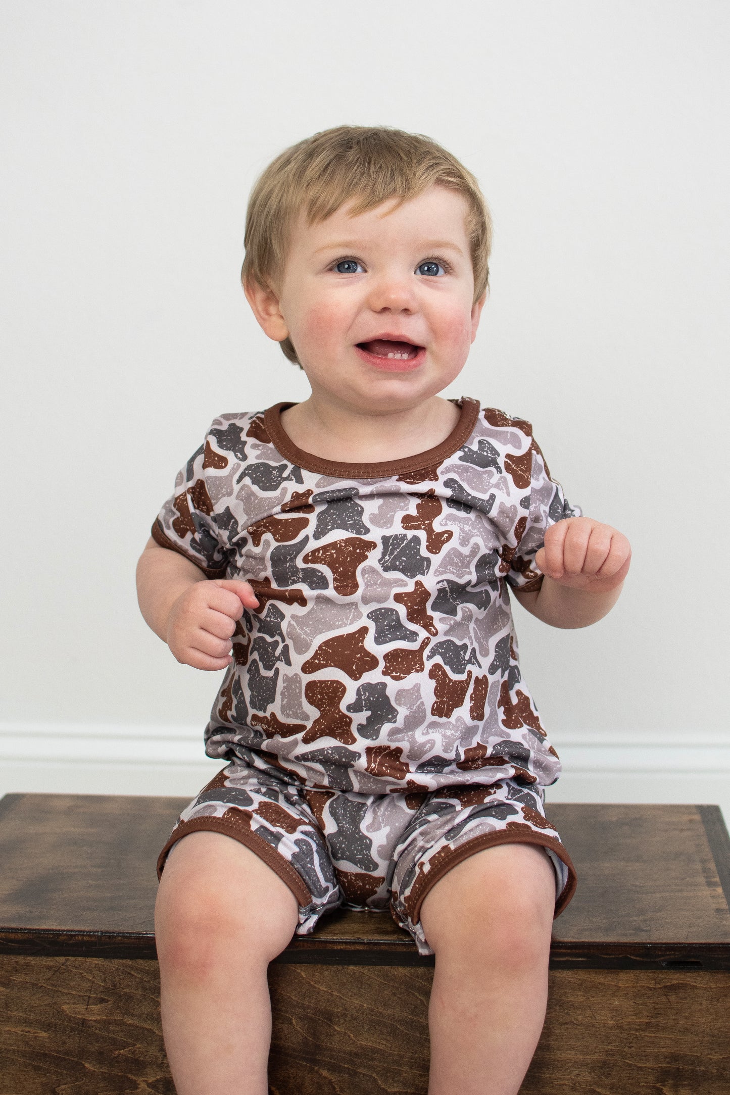 Distressed Camo Boy Romper