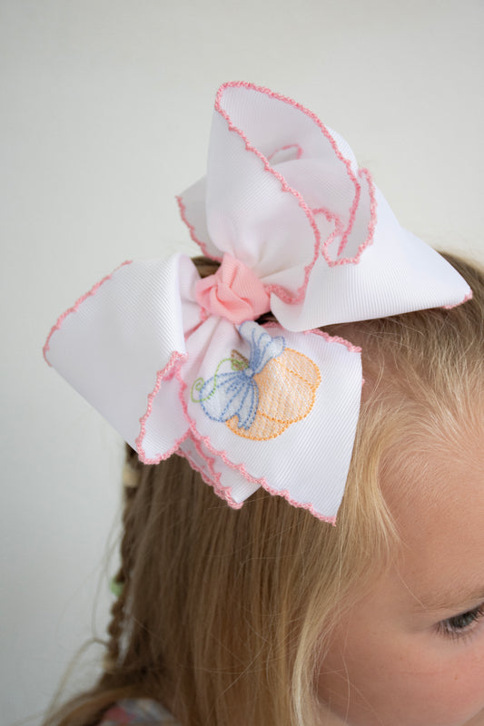Pink Trim Pretty Pumpkin Bow