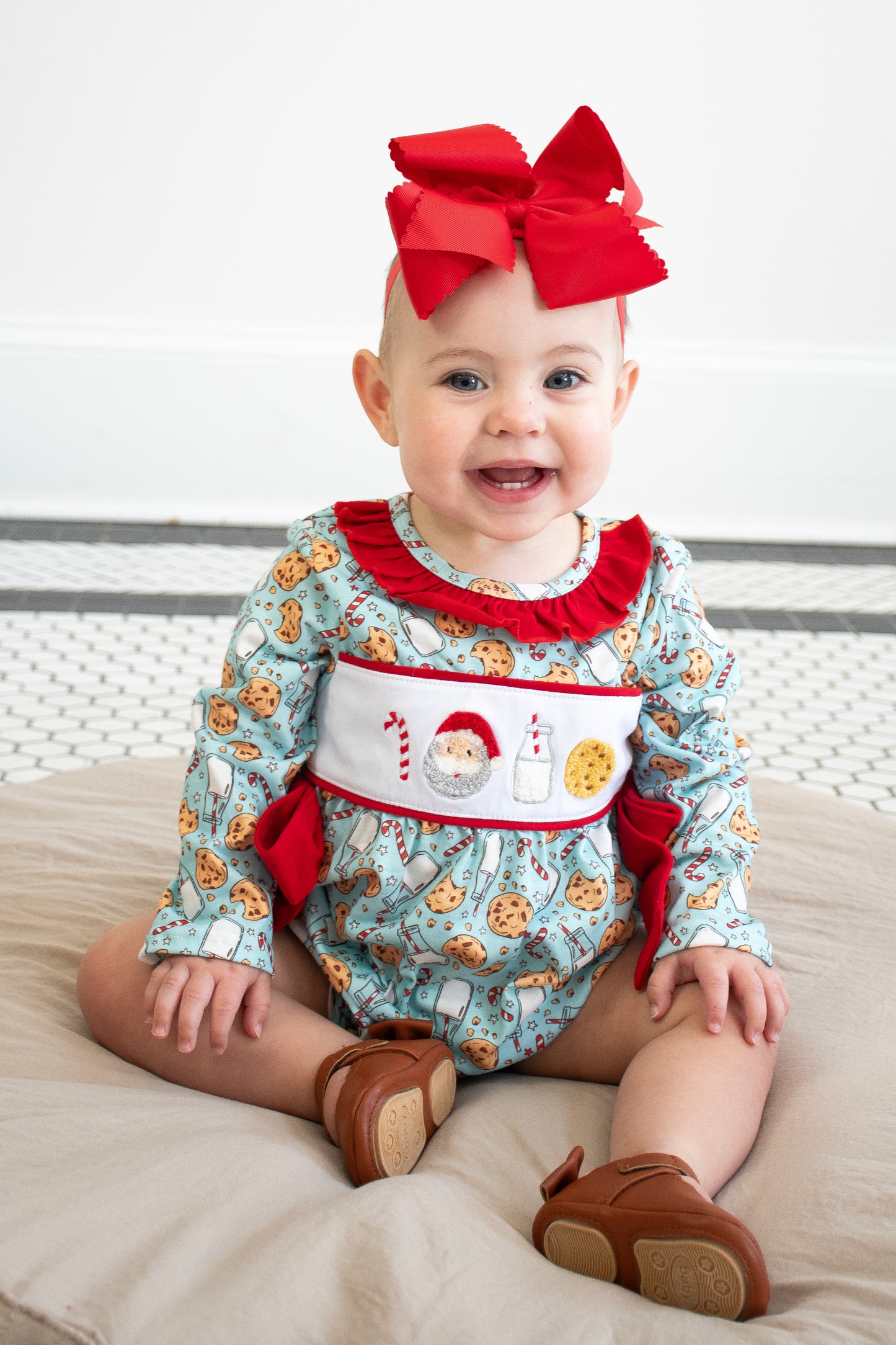 Santa's Milk & Cookie Girl Romper