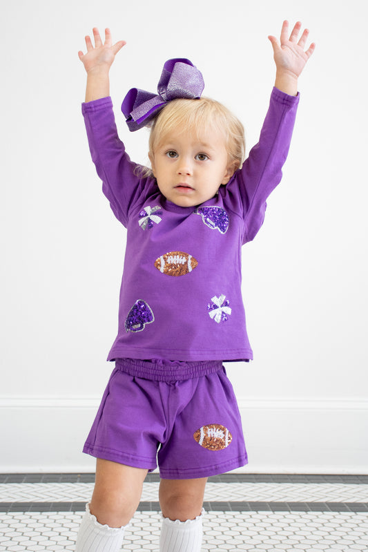 Purple Sequin Football Set