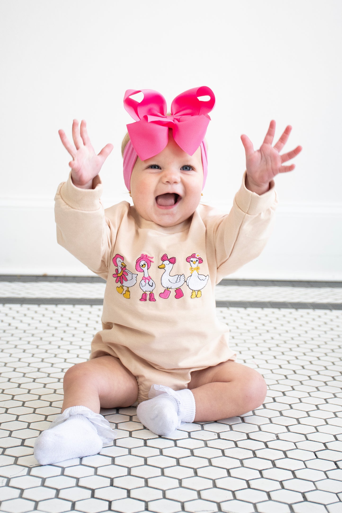 Embroidered Goose Dressed Up Romper