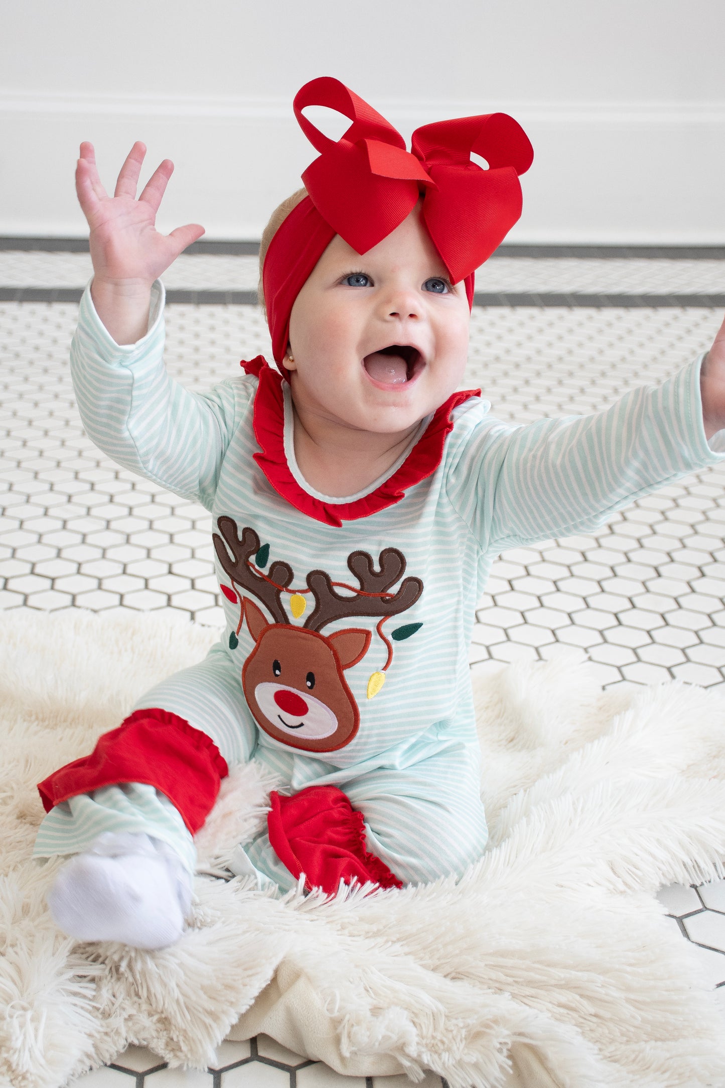 Rudolph & Twinkle Lights Girl Romper