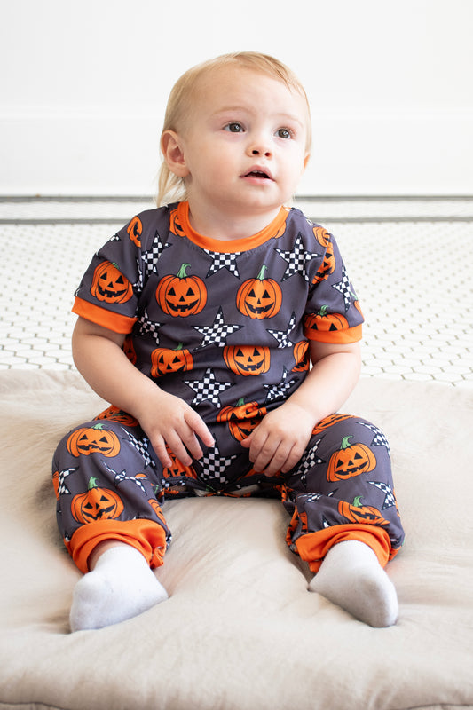 Starry Pumpkin Boy Romper