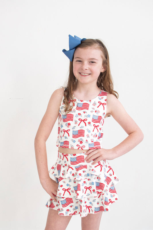 Flag, Floral Bow Set 2 Piece