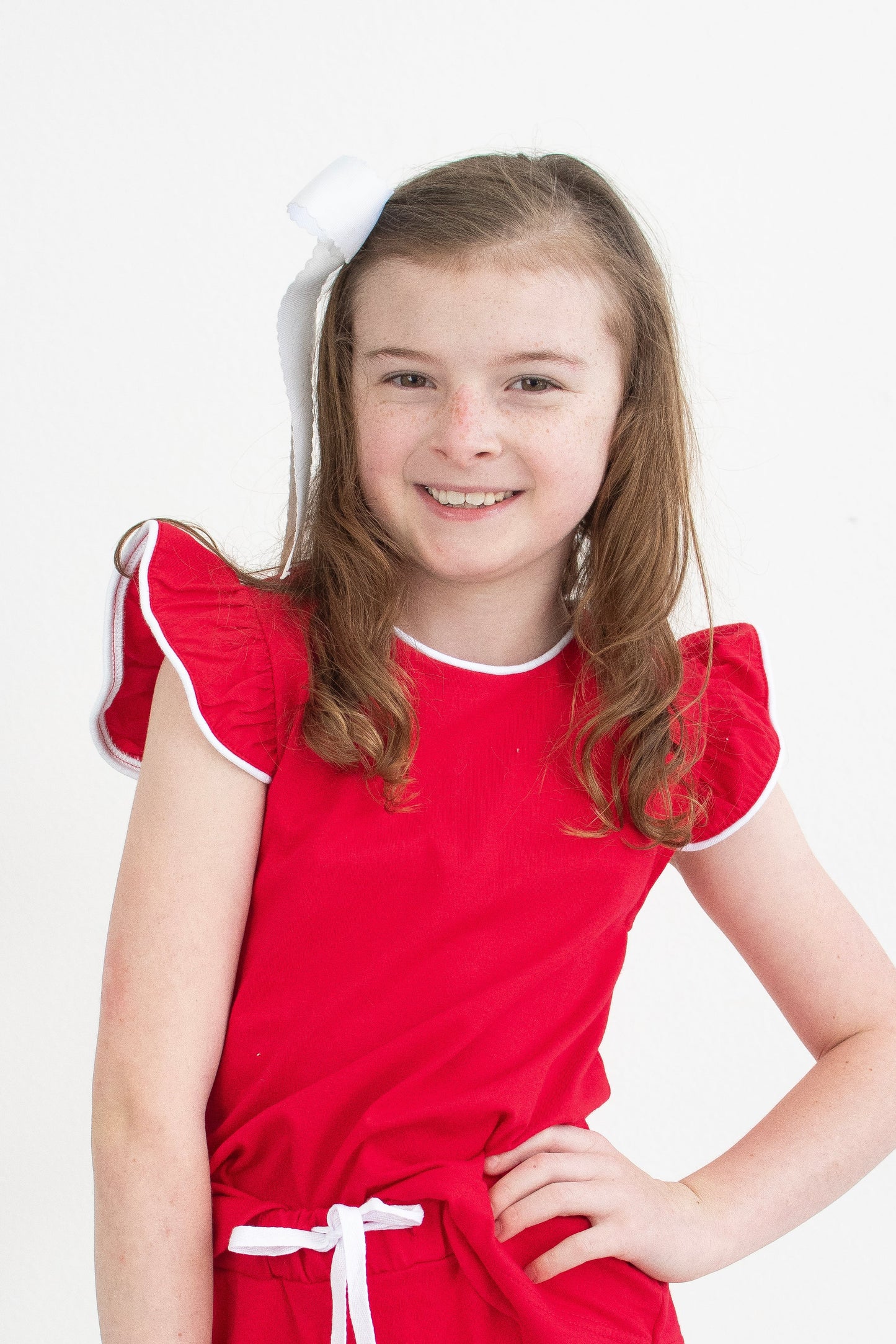 Red Flutter Scallop Top