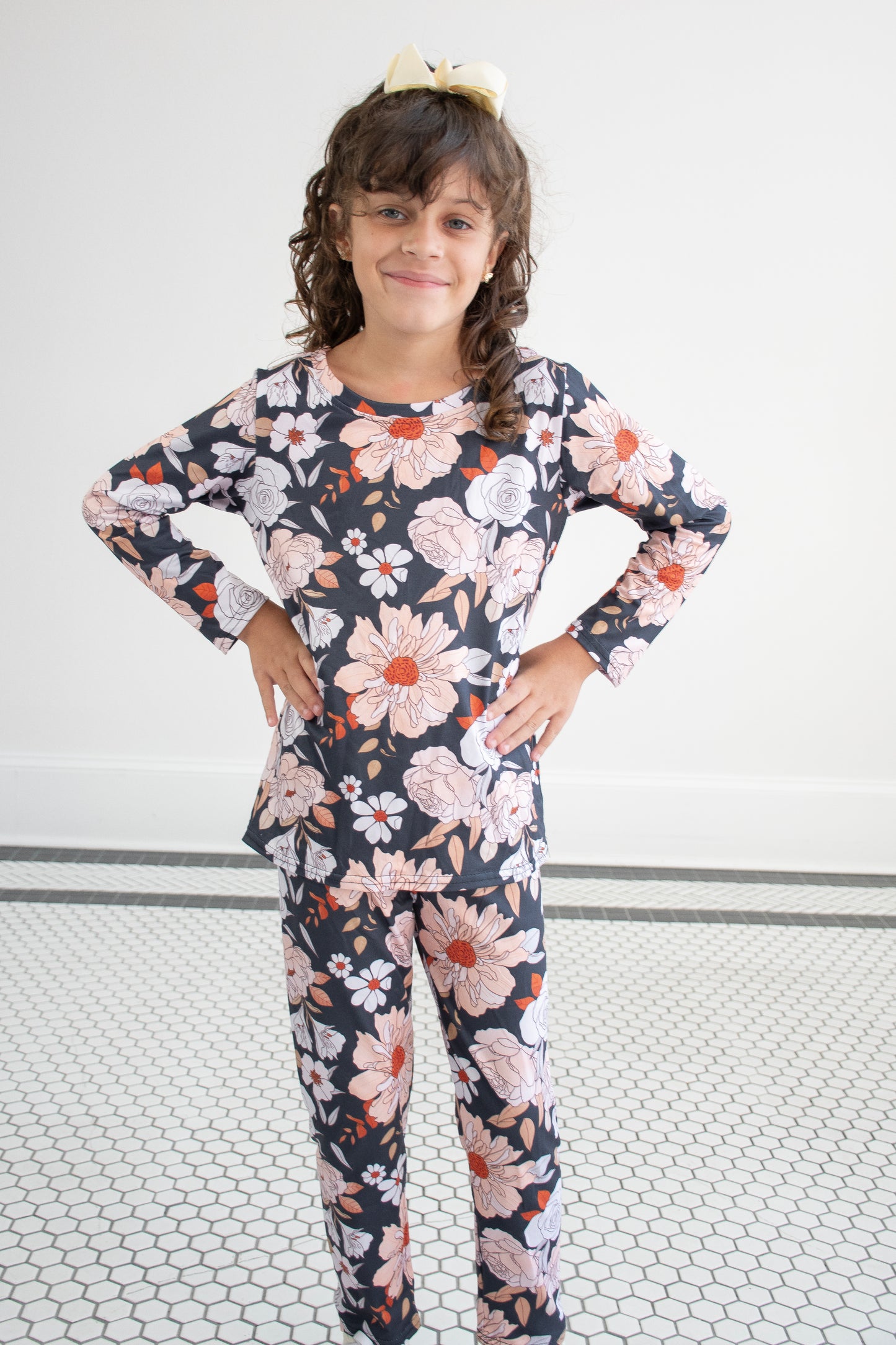 Black Floral Print Comfy Lounge Two Piece Set