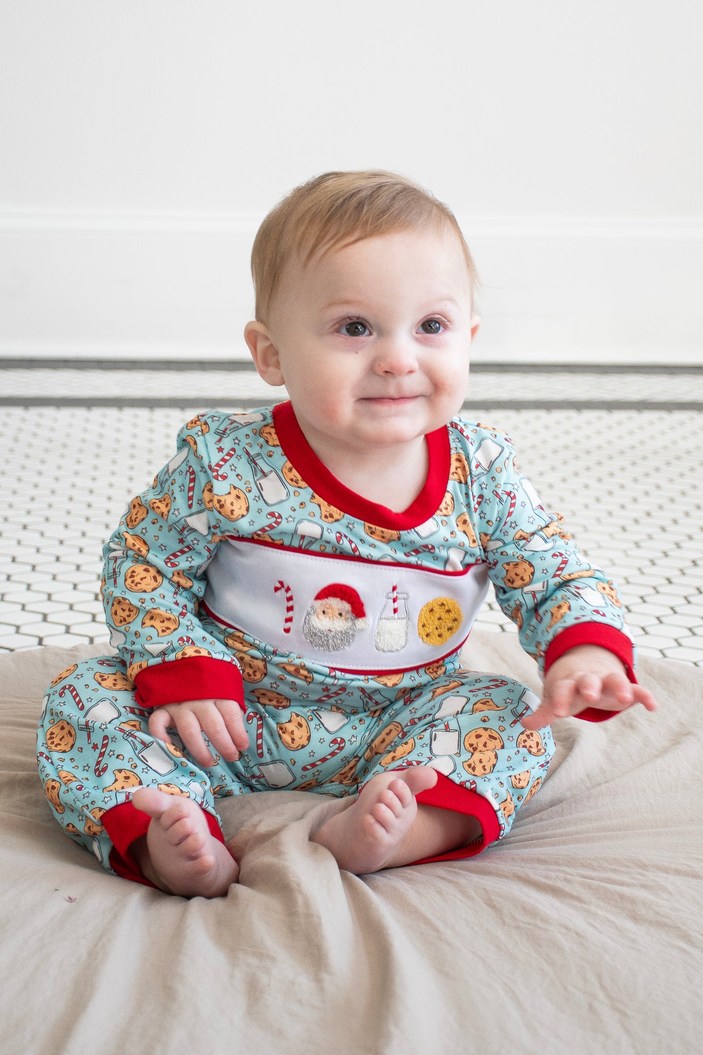 Santa's Milk & Cookie Boy Romper