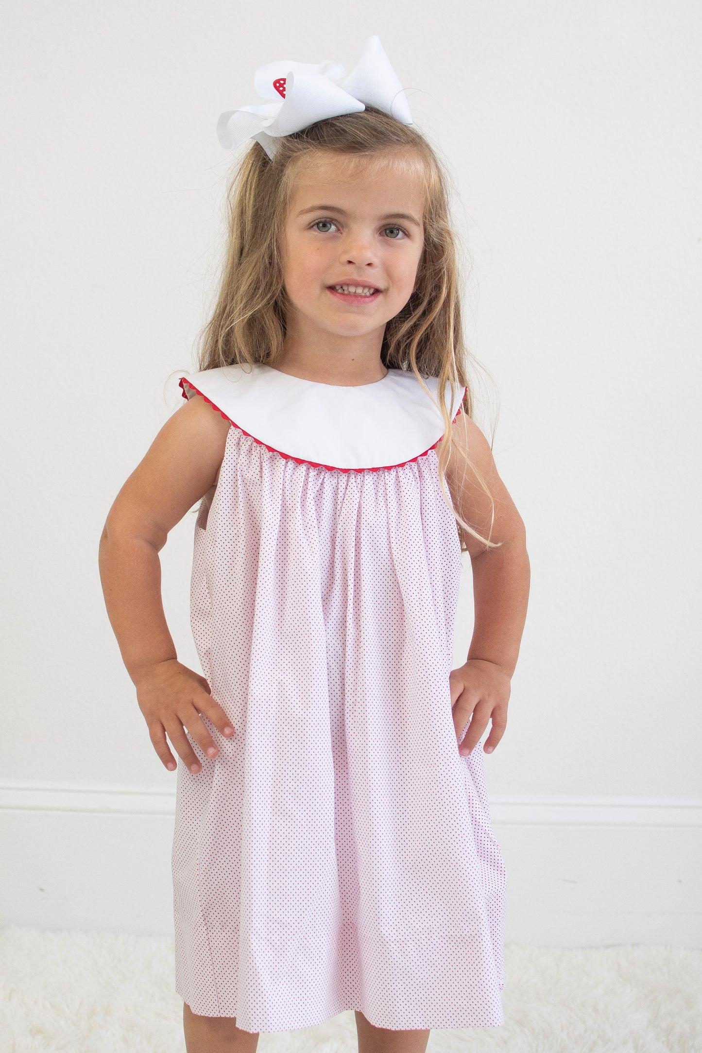 Monogram-Able Dress with Collar - Red Dot