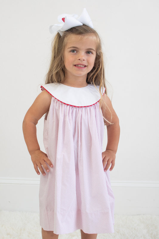 Monogram-Able Dress with Collar - Red Dot