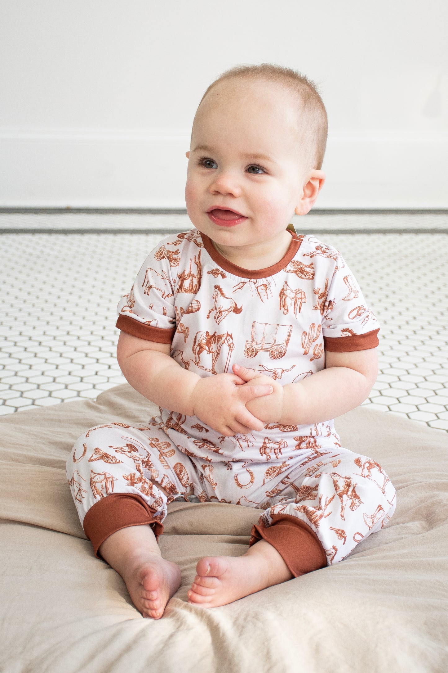 Western Wagon Boy Romper