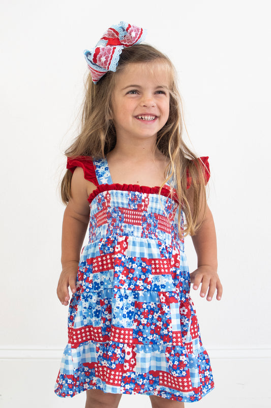Patriotic Patchwork Smocked Dress