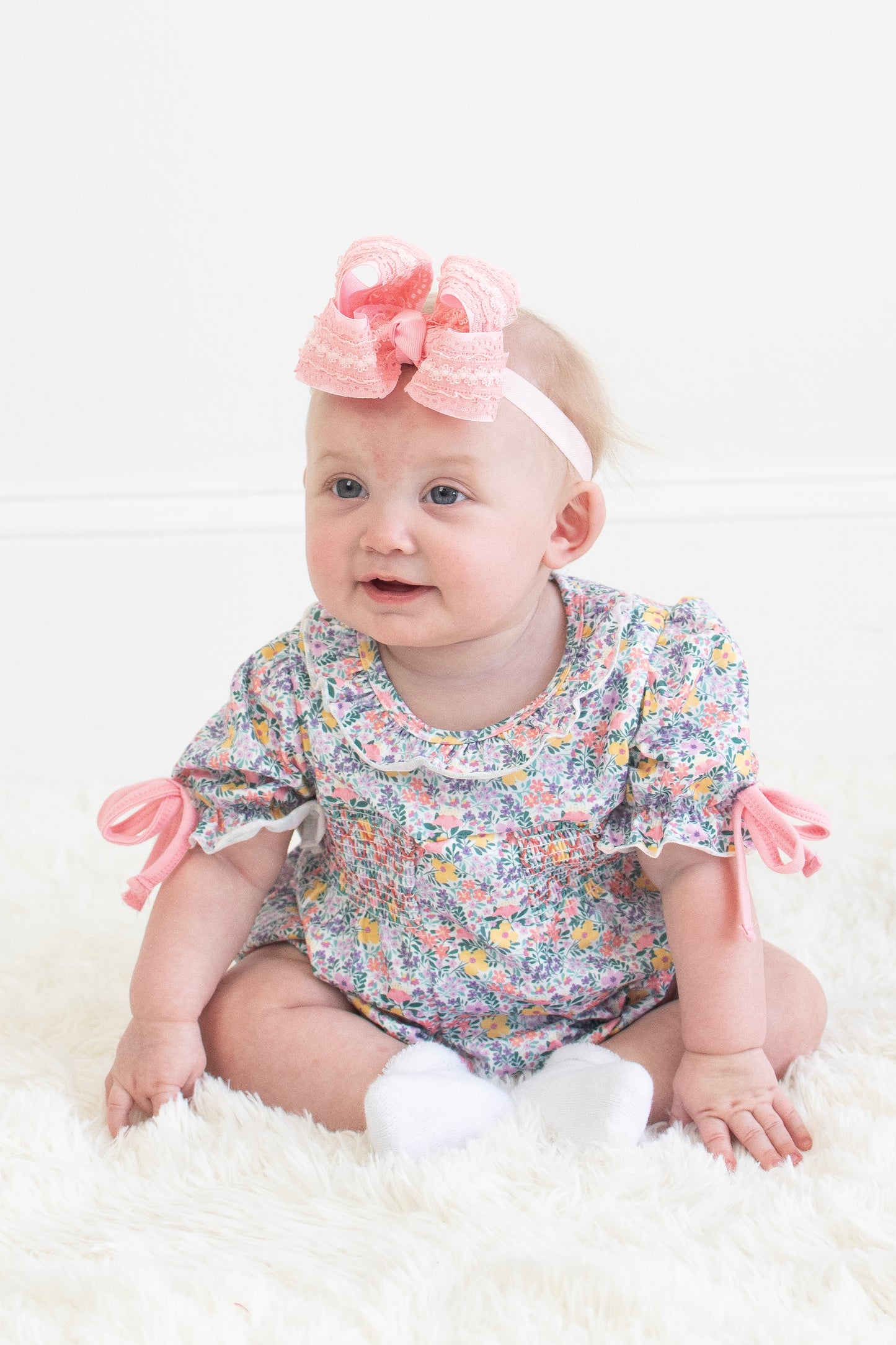 Summer Garden Smocked Ruffle Bubble