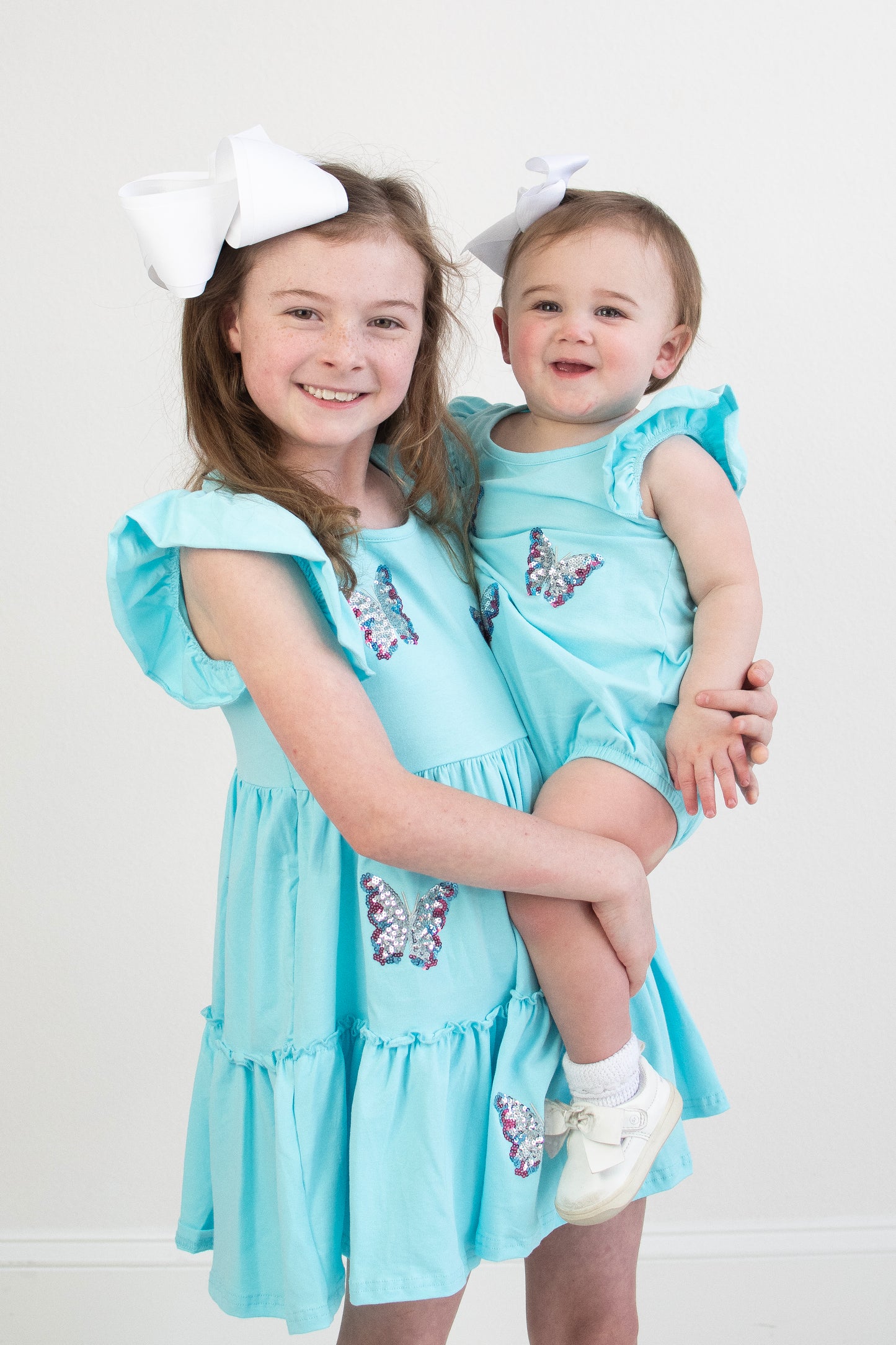 Aqua Butterfly Sequin Dress