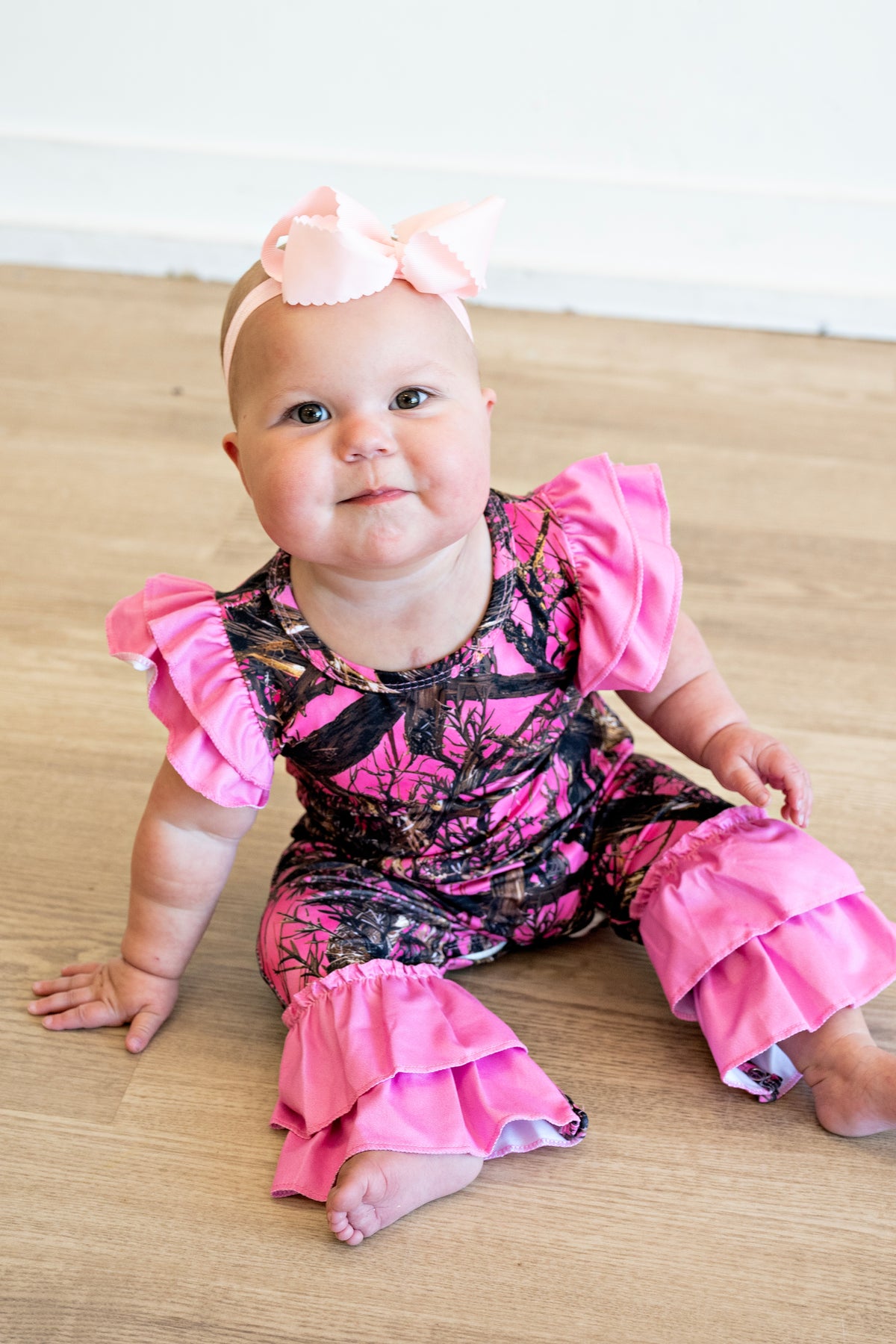 Pink Tree Camo Baby Romper