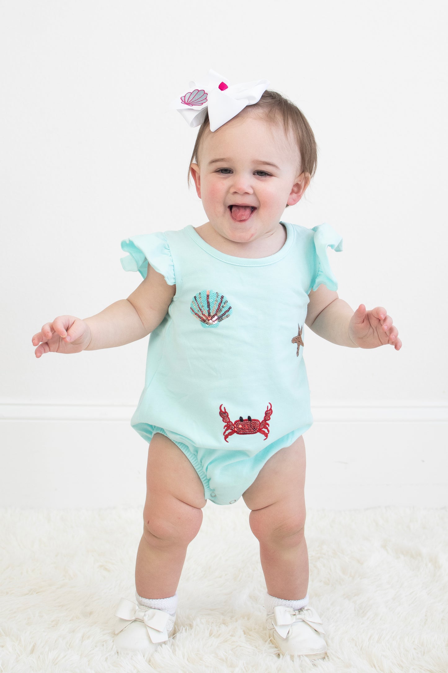 Crabby Seashell Sparkle Romper