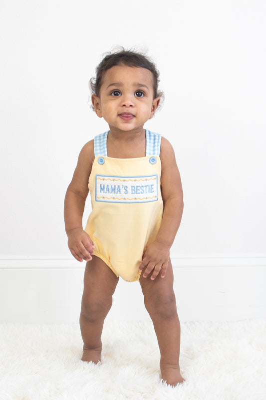 "Mama's Bestie " Embroidered Baby Boy Romper