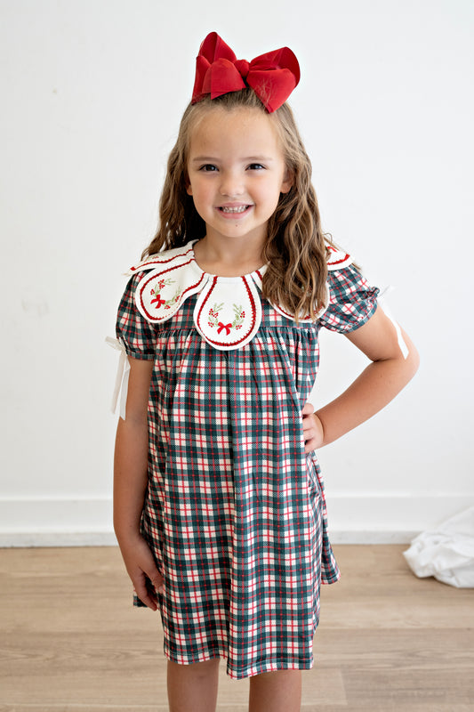 Wreath Petals Plaid Dress