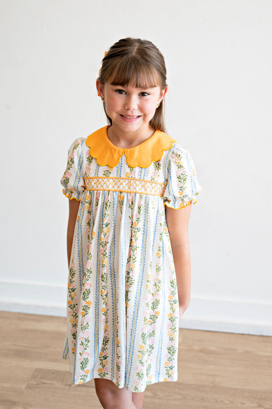 Golden Garden Smocked Dress