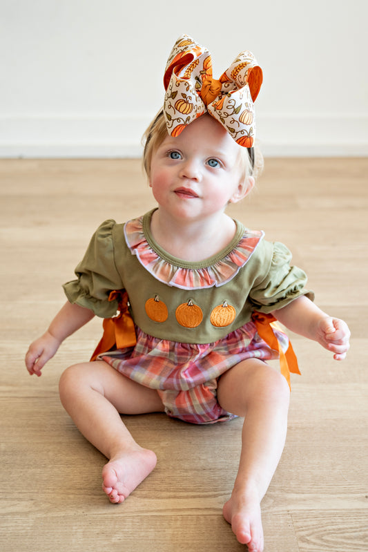 Fall Plaid Pumpkin Romper