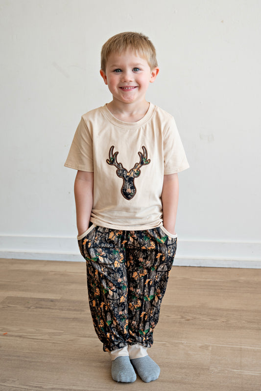 Deer Camo Applique Pant Set