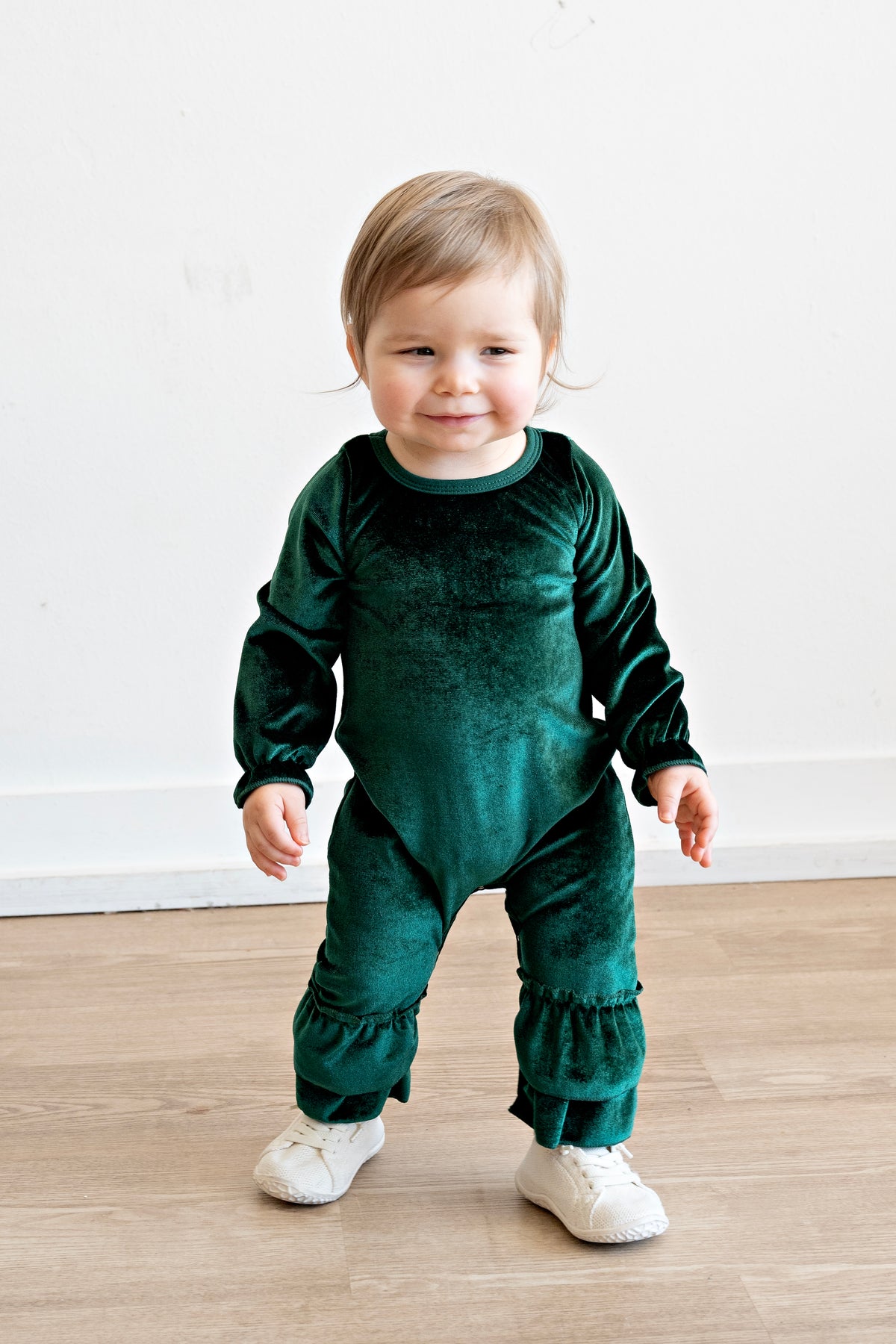Emerald Velvet Baby Romper