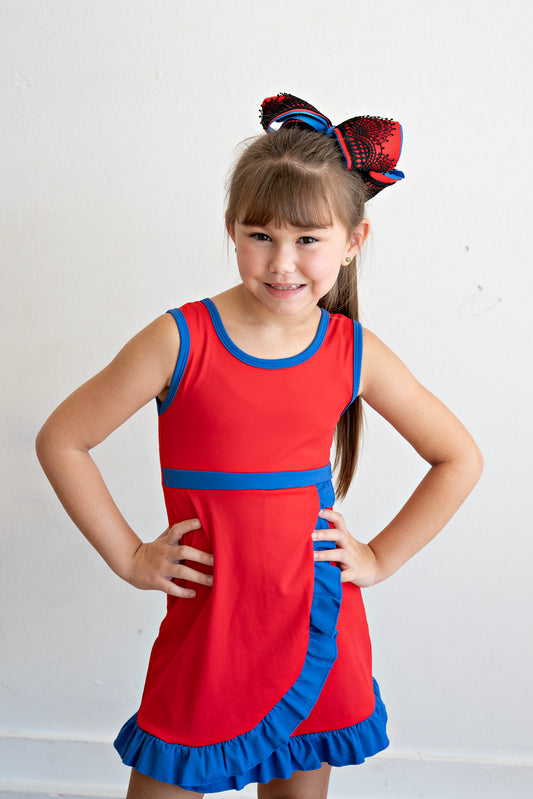Red/Navy Sleeveless Yoga Active Dress