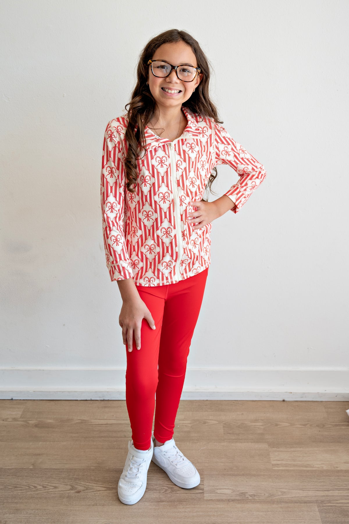 Candy Cane Stripes Athletic Girls Set