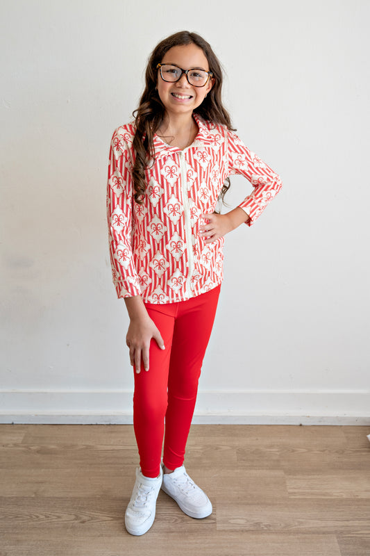 Candy Cane Stripes Athletic Girls Set