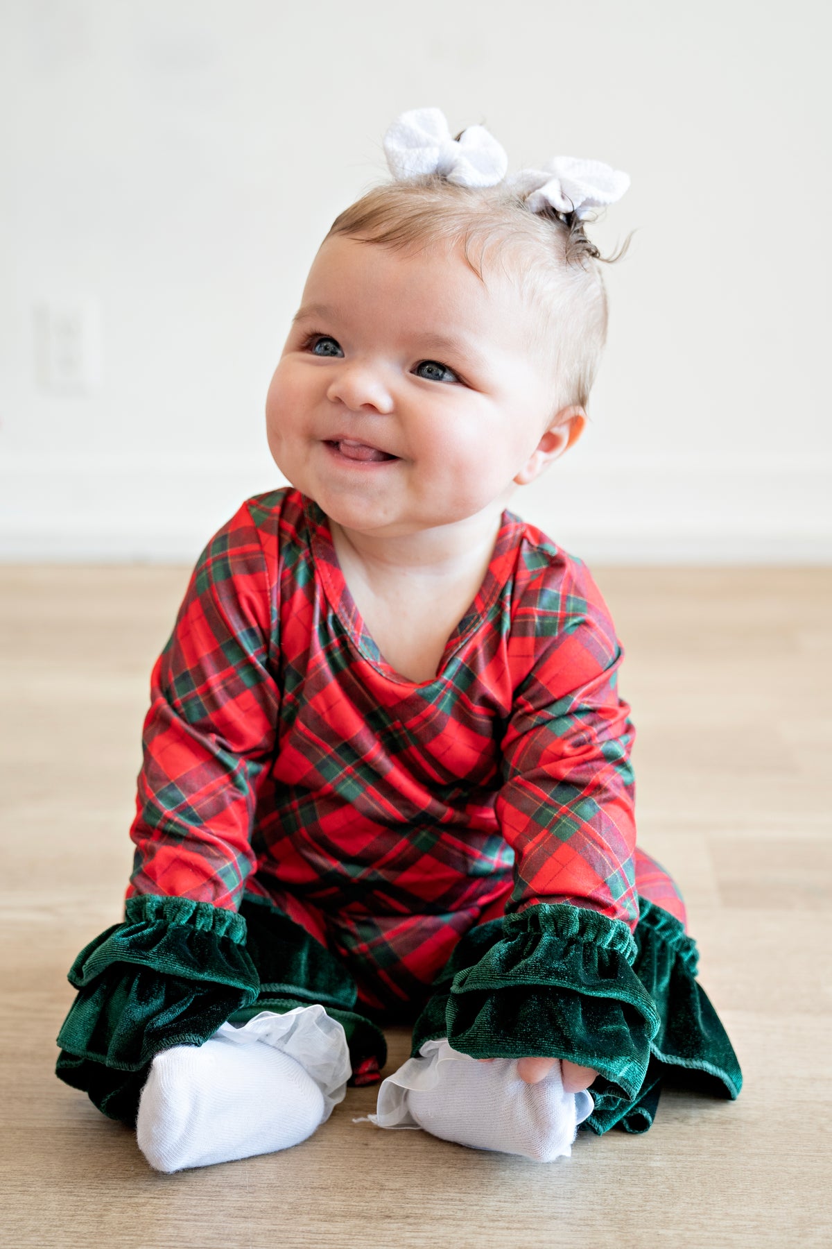 Festive Velvet Plaid Romper
