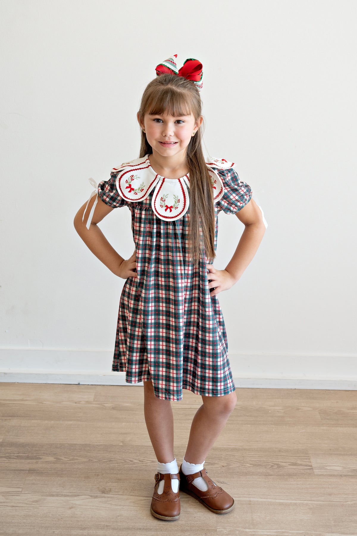 Wreath Petals Plaid Dress