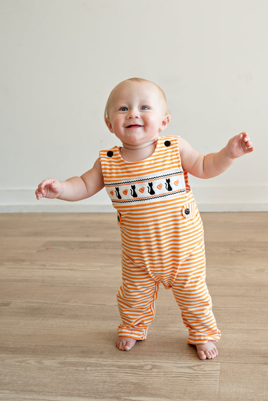 Black Cat Stripe Romper