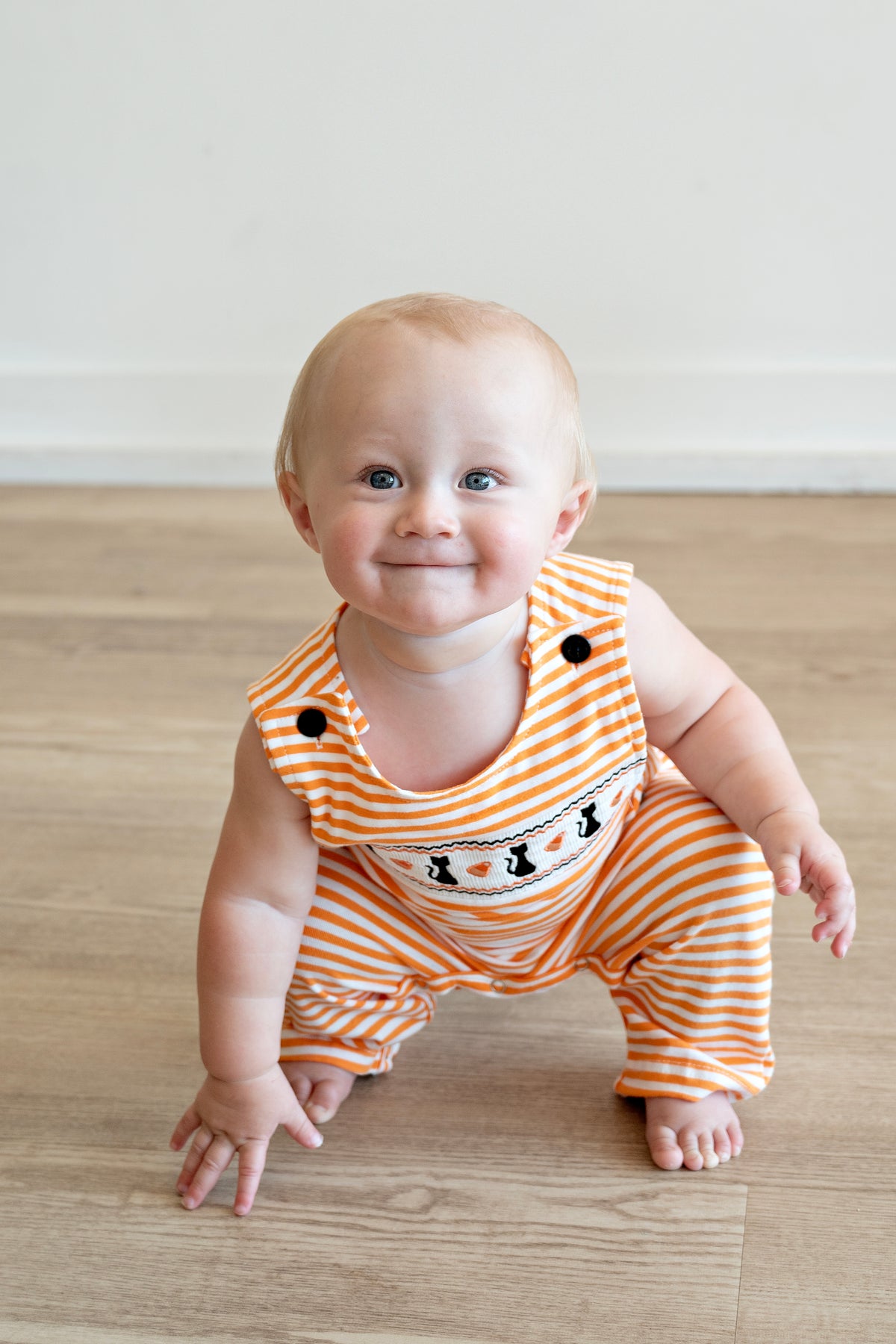 Black Cat Stripe Romper